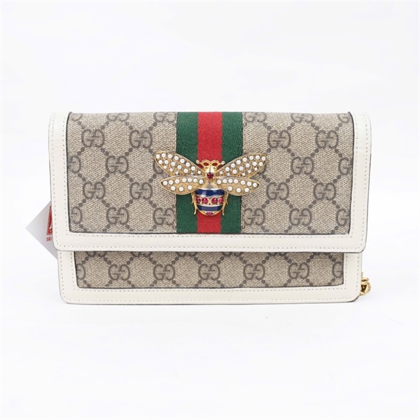 Túi GG Ophidia xám khóa con ong (476079-0416) sz20 (MV) KG+