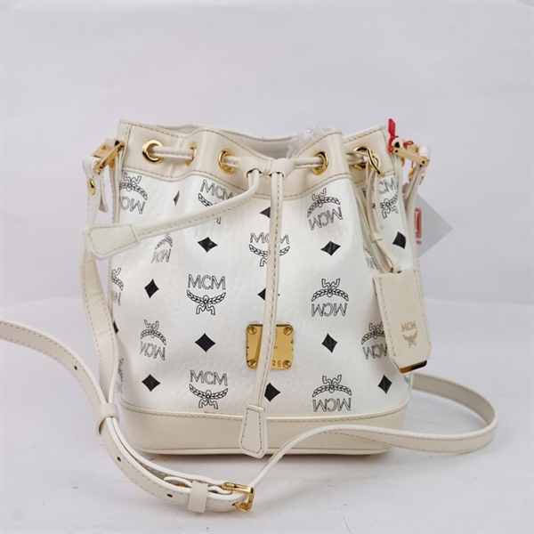 Túi MCM Bucket trắng sz17 (MV) KG+