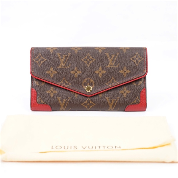 Ví LV hoa nâu viền đỏ (MI0157) (LT) KG+