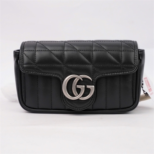 Túi GG Marmont đen logo bạc (476433-562600) sz16 (MV) KG+