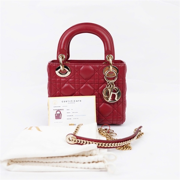 Túi Dior Lady đỏ (04-MA-1109) szmini (MV) KG+