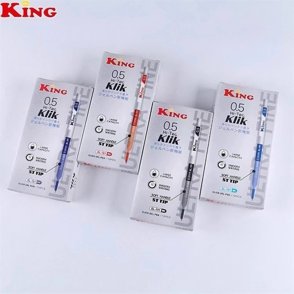 HỘP 12 Cây Bút Viết Bi Đầu Bấm Hi-Tec King SL-101 / SL 101 Ngòi 0.5mm