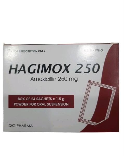Thuốc bột Hagimox (Amoxylin 250mg) (K*144H*24gói) - Hậu Giang