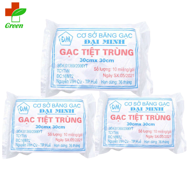 Gạc tiệt trùng (30 x 30) (10 miếng/gói) - Đại Minh