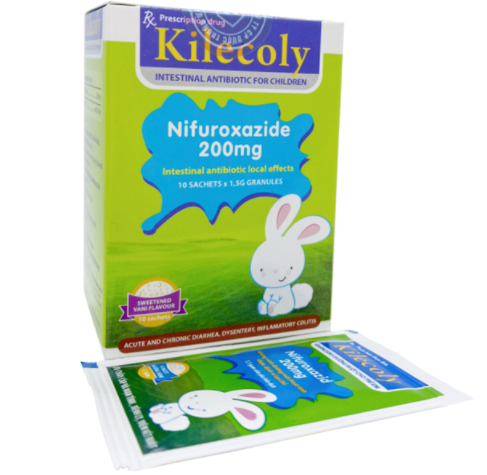 Kilecoly (Nifuroxazide 200mg) (Kháng sinh đường ruột cho trẻ em) (Hộp 10 gói x 1,5 gam) - Mediplantex