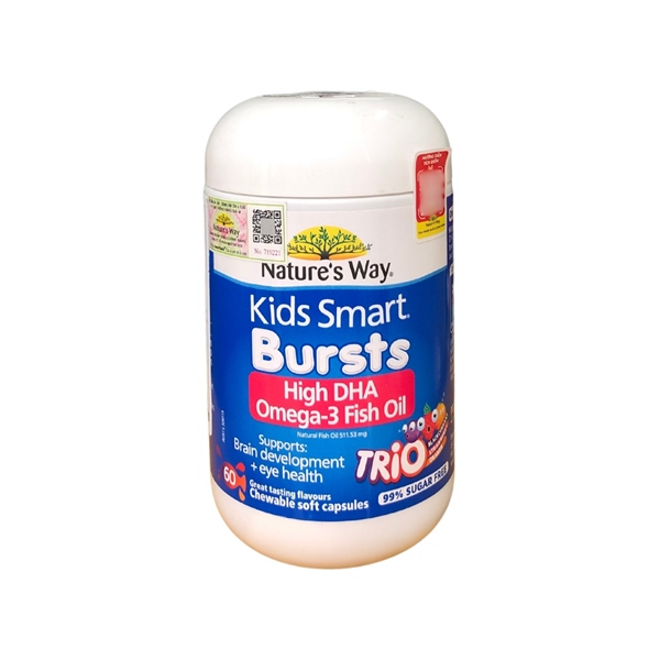 Kids Smart Bursts High DHA Omega 3 Fish oil trio (Lọ*60viên) - Australia