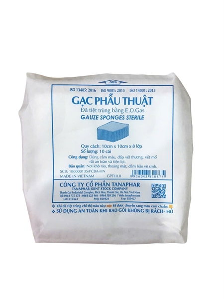 Gạc phẫu thuật 10 x 10cm x 8 lớp (Gói*10cái) - Tân á