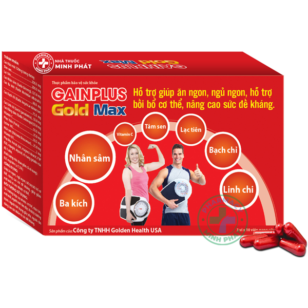 Gainplus gold max (Giúp ăn ngon, ngủ ngon) (H*3vỉ*10viên) - Golden Health