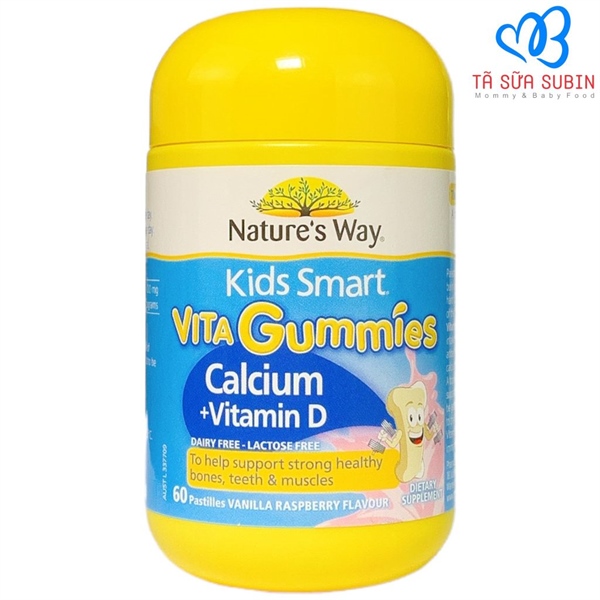 Kids smart Vita Gummies Calcium + VTM D (Bổ sung Canxi và VTM D3 dạng kẹo mềm) (Lọ*60viên) - Australia