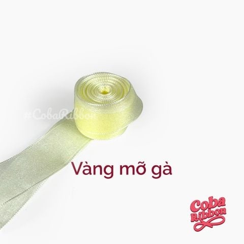 Rộng 38mm - Vàng Mỡ Gà - Ruy băng voan nhũ ánh kim