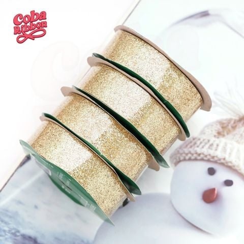 Rộng 16mm - Ruy băng kim tuyến rũ nhẹ, đứng form, Giáng sinh, Xmas, Christmas