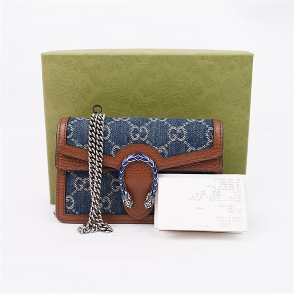 Túi GG Dionysus xanh bò viền nâu (476432-2067) sz16 (A-T) KG+