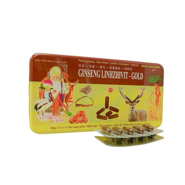 Sâm nhung linh chi Korean Ginseng Linhzhivit - Gold (H*12vỉ*5viên) - Trường Thọ