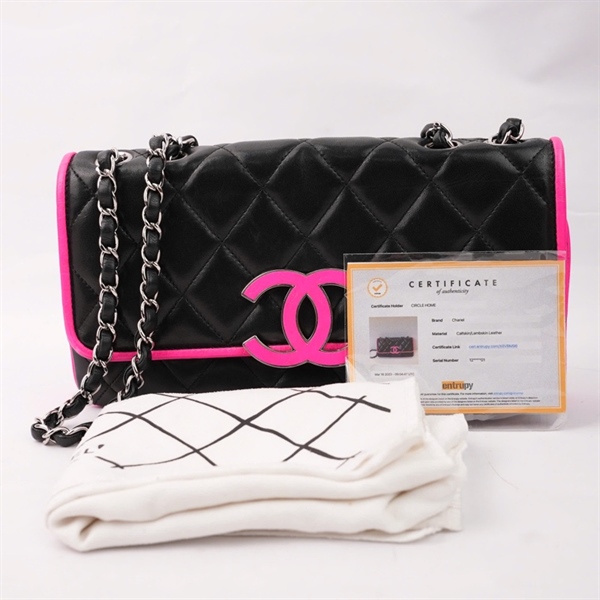 Túi Chanel đen viền hồng (12207901) sz27 KG+