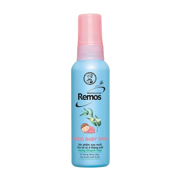Xịt xua muỗi Remos baby spray hương khuynh diệp cho bé từ 6 tháng tuổi (lọ 60ml) - Rohto/VN