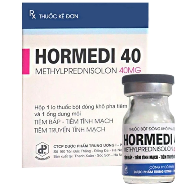 Hormedi 40 (Methylprednisolon 40mg) (Hộp 1 lọ thuốc bột + 1 ống dung môi) - TW1