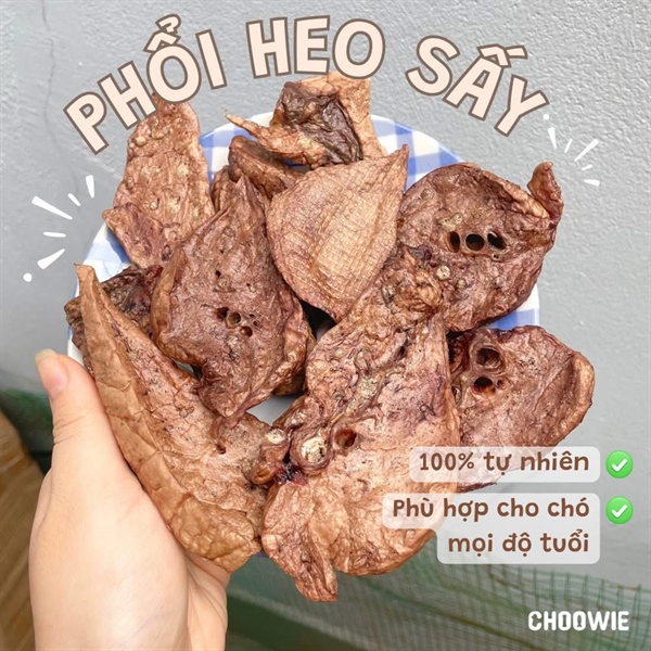 ĐỒ KHÔ SẤY snack cho chó mèo Choowie - Phổi heo 30 gram