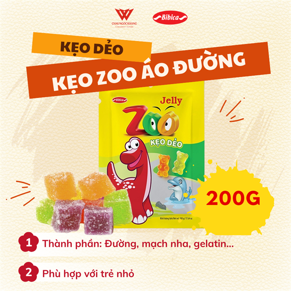 Kẹo Dẻo Áo Đường Zoo 200g*30