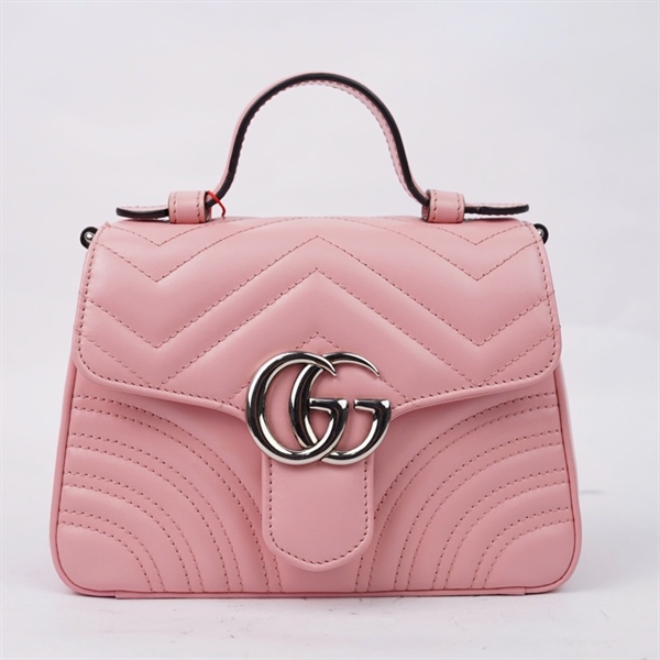 Túi GG Marmont Handle hồng (547260-493075) sz20 (TL) KG+