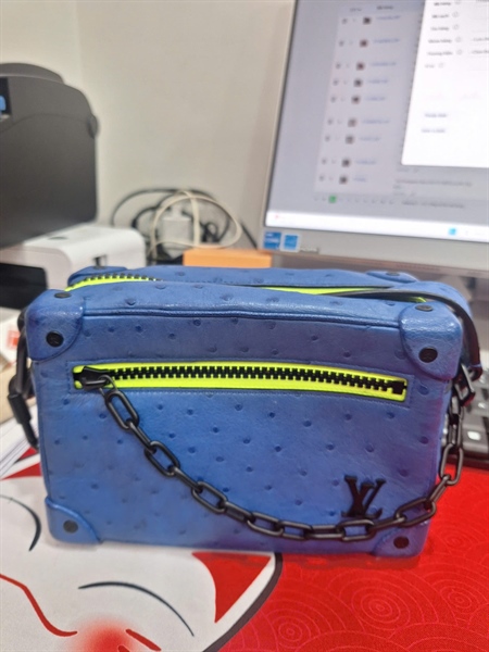 Túi LV Soft Trunk xanh da đà điểu sz18 (TL) KG+