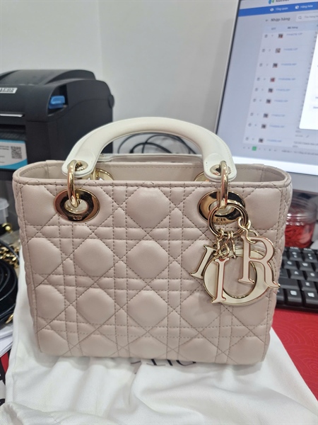 Túi Dior Lady nude quai trắng (88-MA-0274) szS (TL) KG+