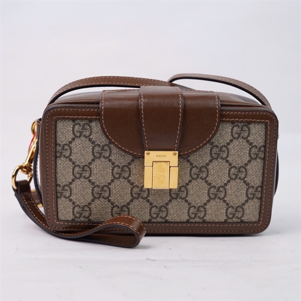 Túi GG xám viền nâu (614368-0416) sz18 (TL) KG+