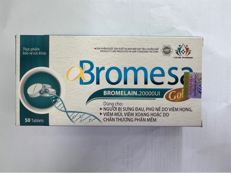 Bromesa Gold (Bibita) Hỗ trợ giảm sưng, phù nề (Hộp 5 vỉ x 10 viên)