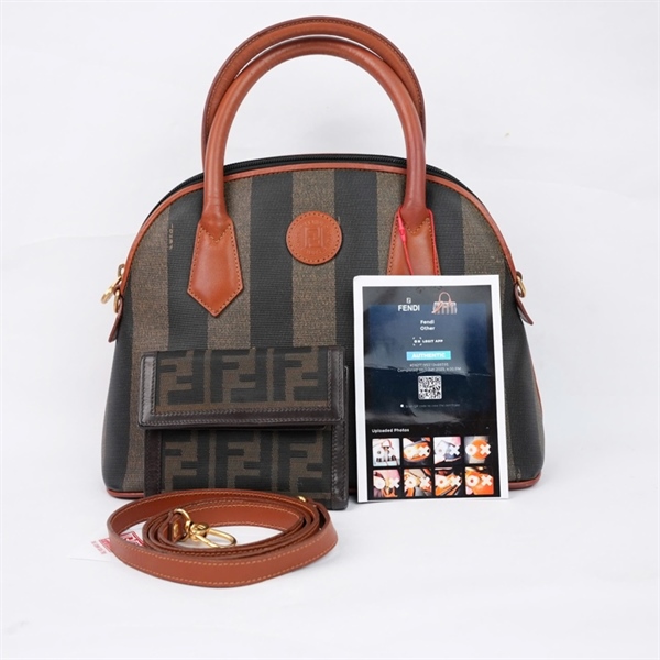 Túi Fendi kẻ sọc viền nâu kèm ví sz29 (HN) KG+