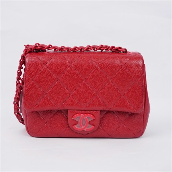 Túi Chanel Square Caviar Mini đỏ (29884795) sz18 KG+