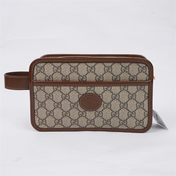 Túi GG Clutch xám viền nâu (625764-2067) sz22 (TL) KG+