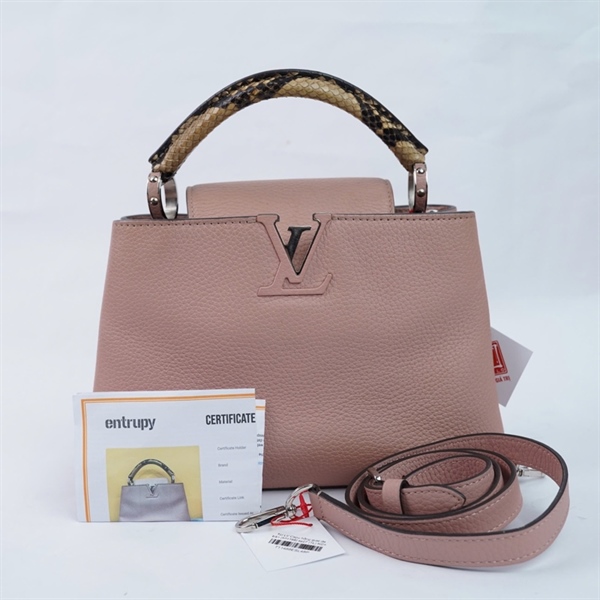 Túi LV Capu hồng quai da trăn (MI4198) sz27 (TL) KG+