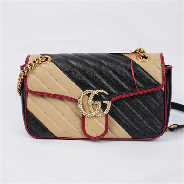 Túi GG Marmont nude phối đen (443497-520981) sz25 (TL) KG+