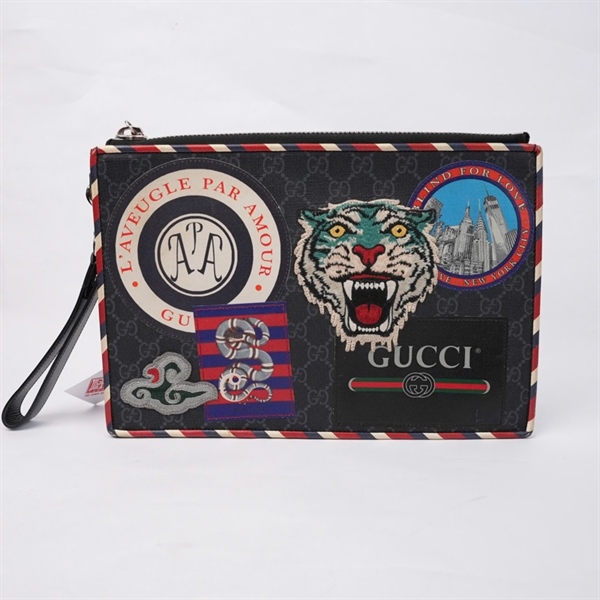 Túi GG Clutch đen họa tiết hổ sz30 (TL) KG+