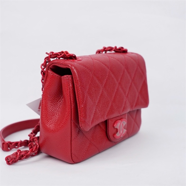 Túi Chanel Square Caviar Mini đỏ (29884795) sz18 KG+