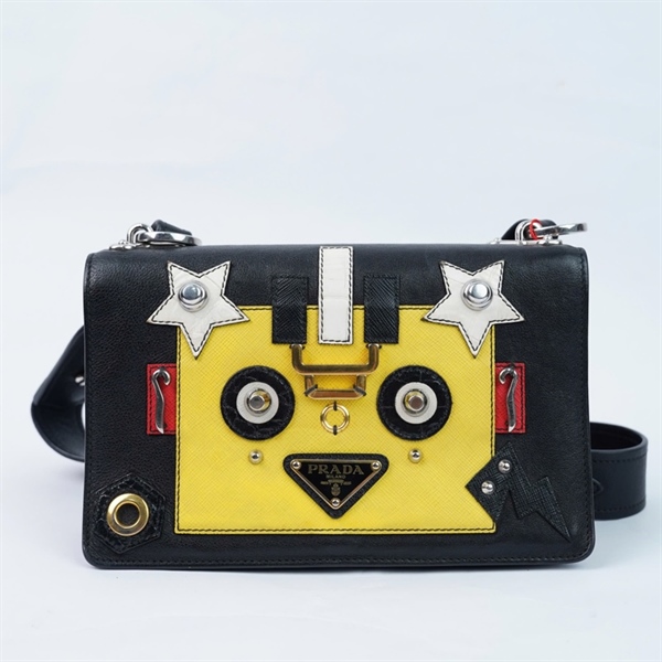 Túi Prada đen họa tiết cartoon sz21 (A-T) KG+