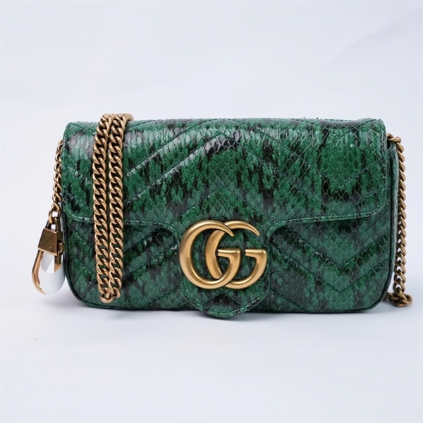 Túi GG Marmont xanh da trăn (476433-0416) sz16 (A-T) KG+