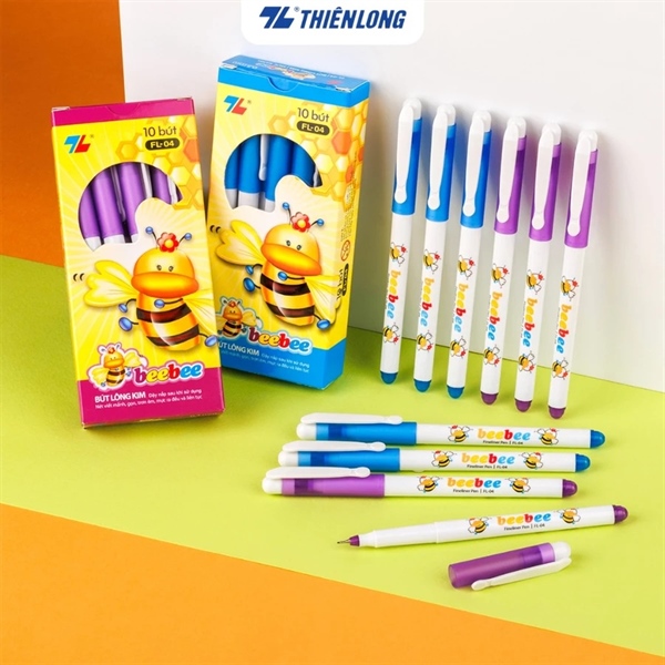 Bút lông kim Beebee Thiên Long FL-04, bút học sinh mực tím, đầu bút cao cấp, nét viết êm trơn
