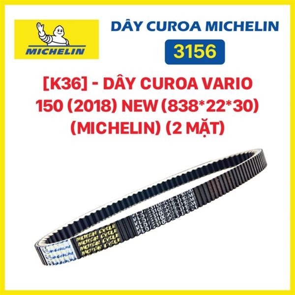 [K36] - Dây curoa Vario 150 (2018) new (838*22*30, 2 mặt) (Michelin)