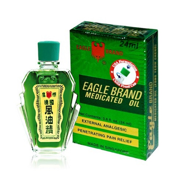 Dầu eagle brand medicated oil 2 nắp loại 1 tem vàng singapore borden (c/24ml)