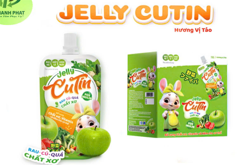 Thạch Jelly Cutin chất xơ vị táo (Hộp 6 túi x 125ml) - VN 2