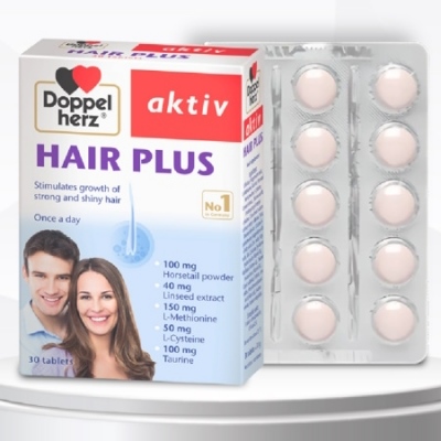 Hair plus (Giúp dưỡng tóc, tóc mọc chắc khỏe, ngăn ngừa rụng tóc) (H*2vỉ*15viên) - Đức