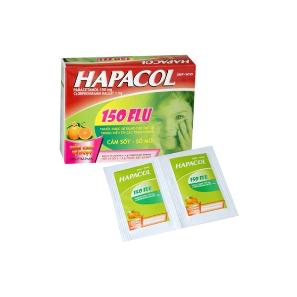 Hapacol 150 Flu ( Cảm sốt - sổ mũi ) (H*24gói) - Hậu giang