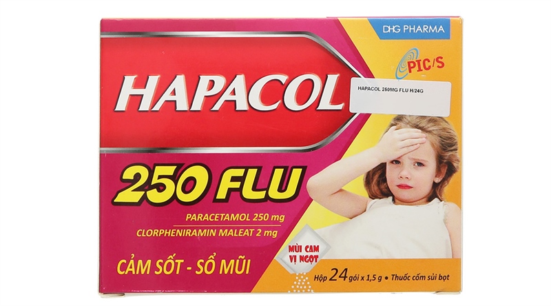 Hapacol 250 Flu (Cảm sốt - sổ mũi) (H*24gói) - Hậu Giang