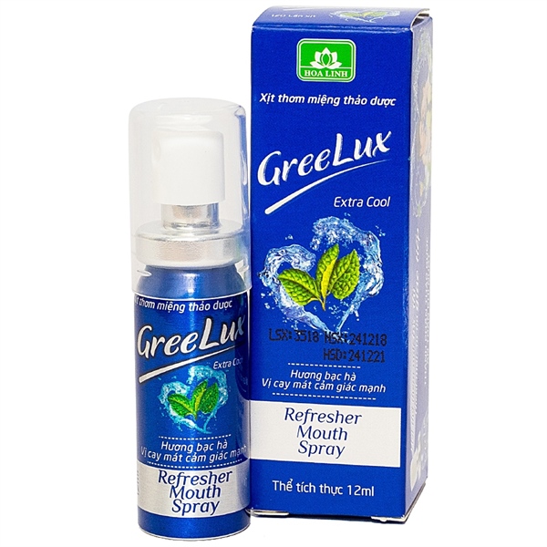 Greelux xanh lam extra cool (xịt thơm miiệng) (H*12lọ*12ml) - Hoa Linh