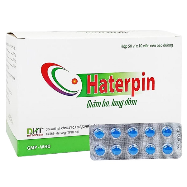 Haterpin (Giảm ho, long đờm) (Hộp 50 vỉ x 10 viên nén) - Hataphar