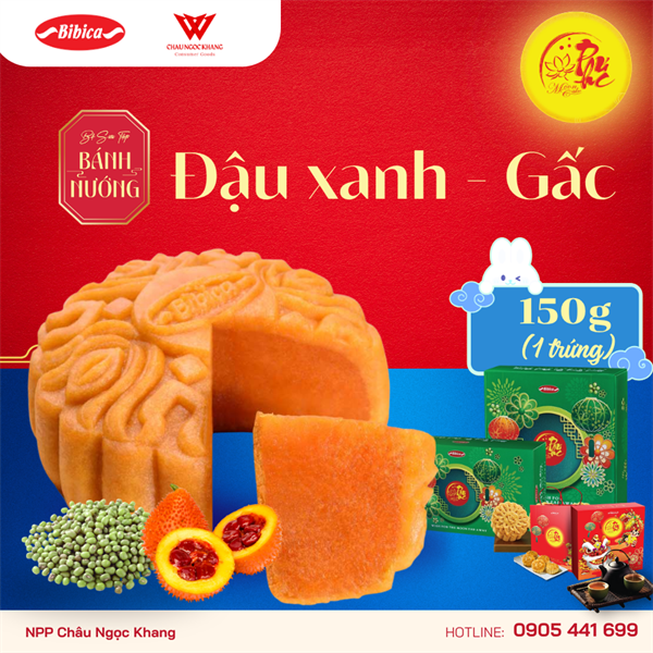 Bánh nướng dinh dưỡng Đậu xanh - Gấc 1 Trứng - 150g