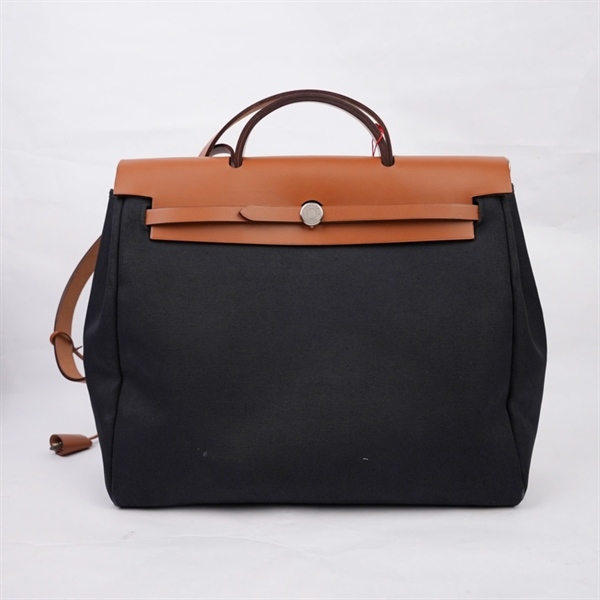 Túi Hermes Herbag đen nắp nâu kèm 2 chìa sz37 (MV) KG+