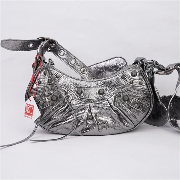 Túi Balenciaga Le Cagole xám bóng kèm ví + lót form sz25 (MV) KG+