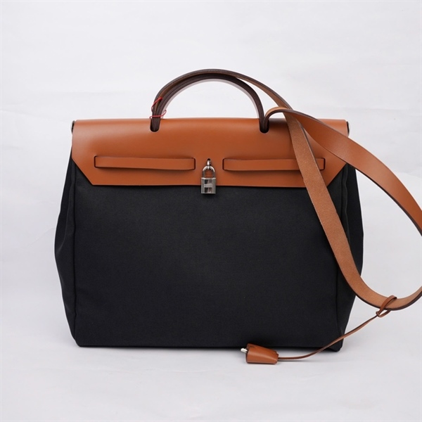 Túi Hermes Herbag đen nắp nâu kèm 2 chìa sz37 (MV) KG+
