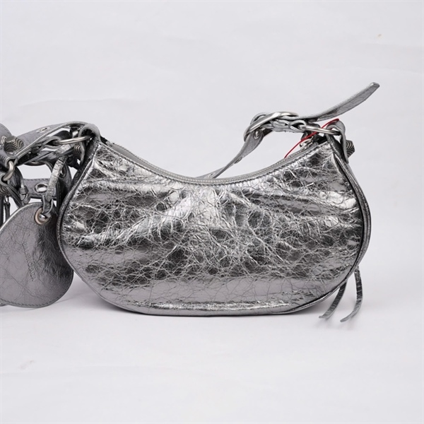 Túi Balenciaga Le Cagole xám bóng kèm ví + lót form sz25 (MV) KG+